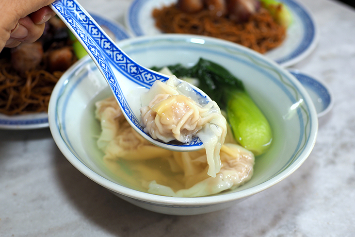 The 'wantans' are generously stuffed with minced pork filling