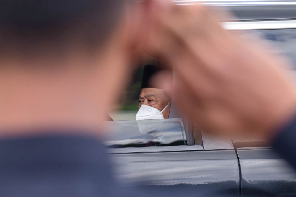 Tan Sri Muhyiddin Yassin arrives at Istana Negara in Kuala Lumpur August 19, 2021. u00e2u20acu201d Picture by Firdaus Latif