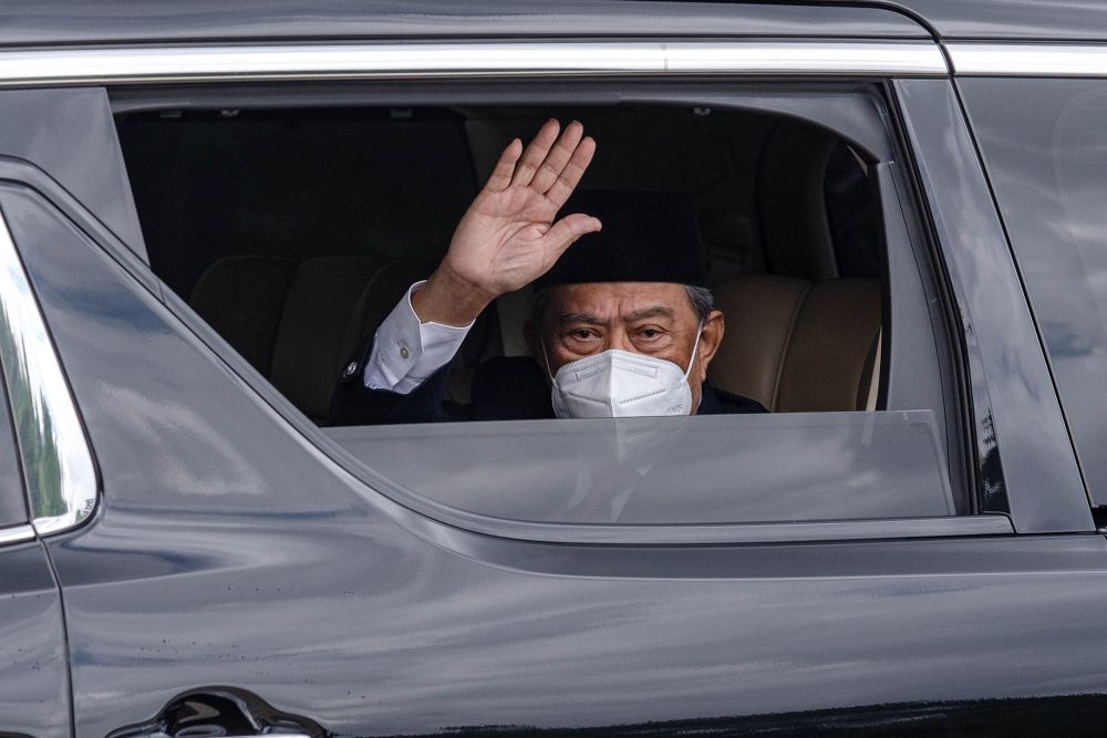Tan Sri Muhyiddin Yassin arrives at Istana Negara in Kuala Lumpur August 19, 2021. u00e2u20acu201d Picture by Firdaus Latif