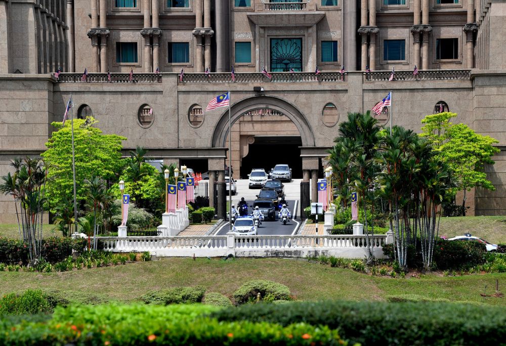 A motorcade escorting Prime Minister Tan Sri Muhyiddin Yassin is seen leaving Perdana Putra, Putrajaya August 16, 2021. u00e2u20acu201d Bernama pic