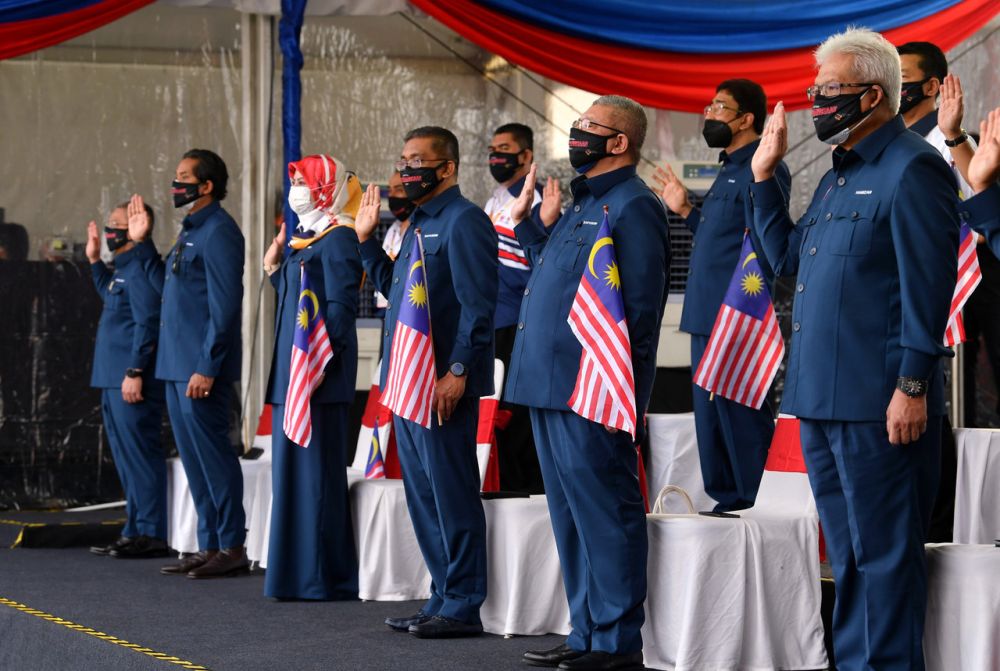 Malaysian Cabinet ministers attend National Day celebrations in Putrajaya  August 31, 2021. u00e2u20acu201d Bernama pic