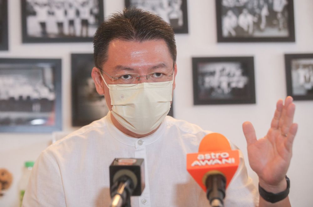Perak DAP chairman Nga Kor Ming speaks during a press conference at the partyu00e2u20acu2122s Pasir Pinji community centre in Ipoh August 4, 2021. u00e2u20acu201d Picture by Farhan Najib