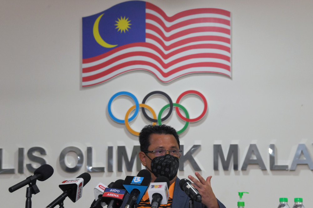 Olympic Council of Malaysia (OCM) president Tan Sri Mohamad Norza Zakaria during a press conference at Wisma OCM, August 27, 2021. u00e2u20acu201d Bernama pic 