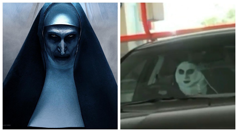 Not a welcomed sight during the Hungry Ghost Festival. u00e2u20acu2022 Picture via Instagram/The Nun Movie, Screengrab from Instagram/Timothy Choo