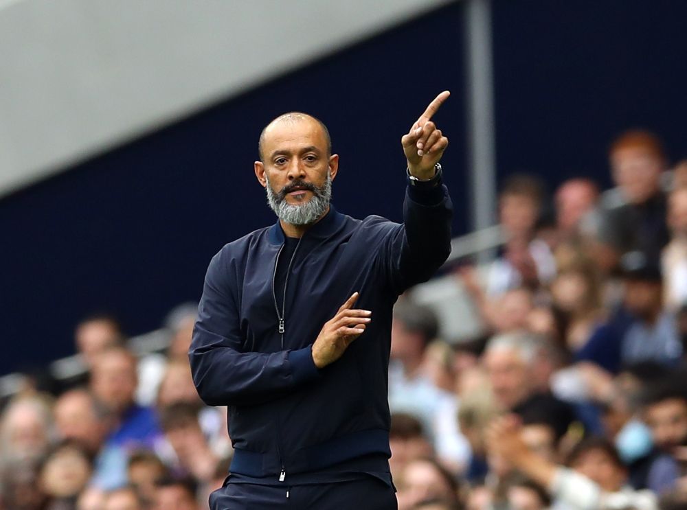 Tottenham Hotspur manager Nuno Espirito Santo gives instructions to his players during the game against Manchester City at the Tottenham Hotspur Stadium, London August 15, 2021. u00e2u20acu201d Reuters pic