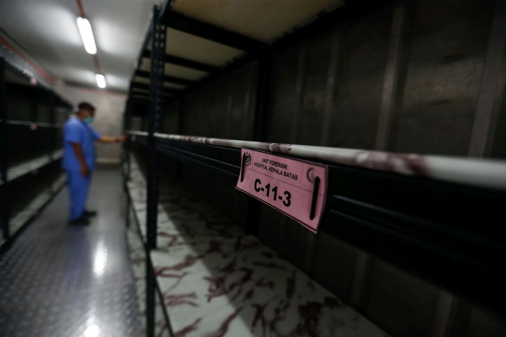 A container which doubles as a morgue is pictured at the Kepala Batas Hospital in Penang August 20, 2021. ― Picture by Sayuti Zainudin