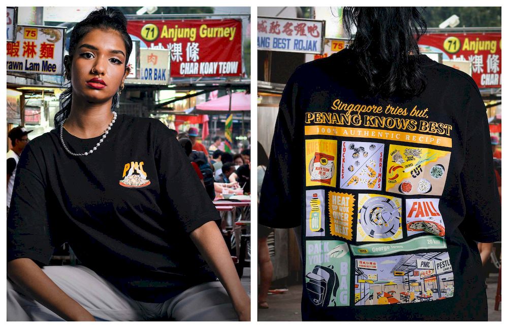 It wouldn’t be a Malaysian collection without food and in this case, it’s char kuey teow served up with side of Causeway rivalry. — Picture courtesy of Pestle & Mortar Clothing