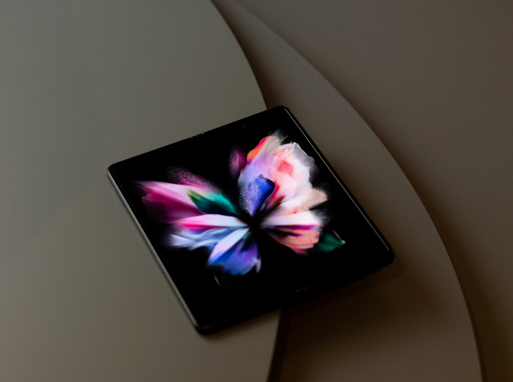 Samsung Electronicsu00e2u20acu2122 foldable smartphone Galaxy Z Fold3 is seen in this undated handout photo released to Reuters, August 11, 2021. u00e2u20acu2022 Samsung Electronics handout pic via Reuters 