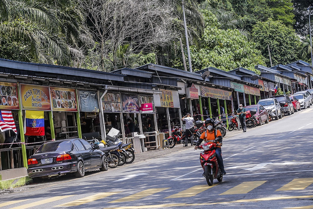 A row of shops along Taman Desa.