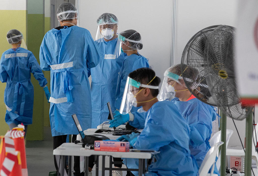 A Covid-19 testing site at a public housing block in Singapore. u00e2u20acu2022 TODAY pic