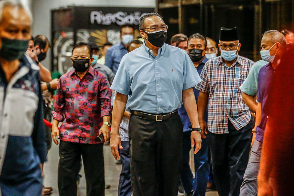 Sembrong MP Datuk Seri Hishammuddin Hussein at Umno headquarters, August 17, 2021. — Picture by Hari Anggara