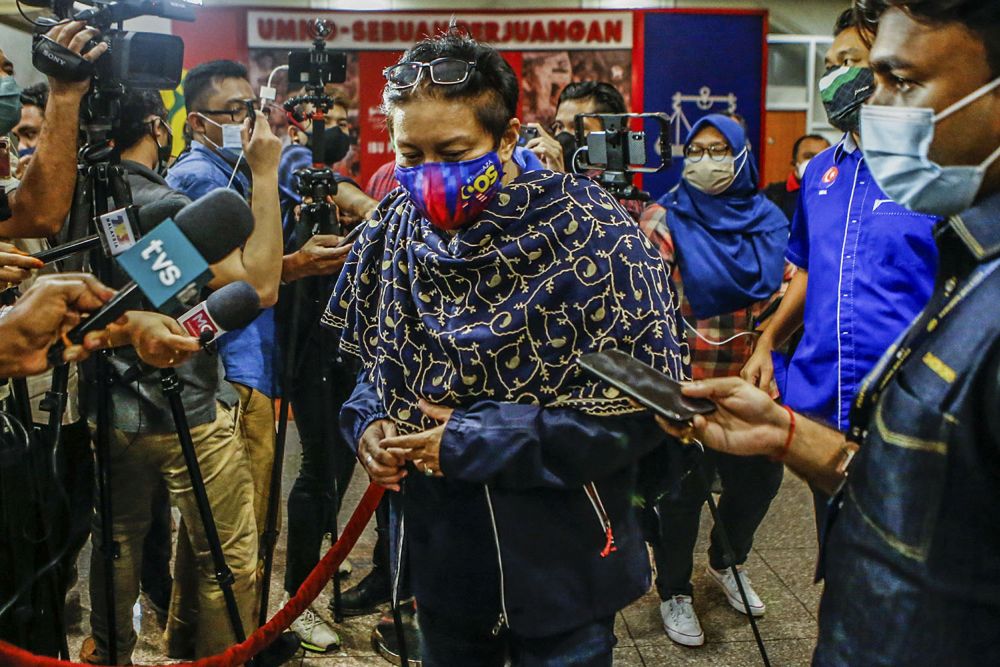 Datuk Seri Azalina Othman Said speaks to members of the media at Umnou00e2u20acu2122s headquarters at Menara Dato Onn in Kuala Lumpur August 17, 2021. u00e2u20acu2022 Picture by Hari Anggarann