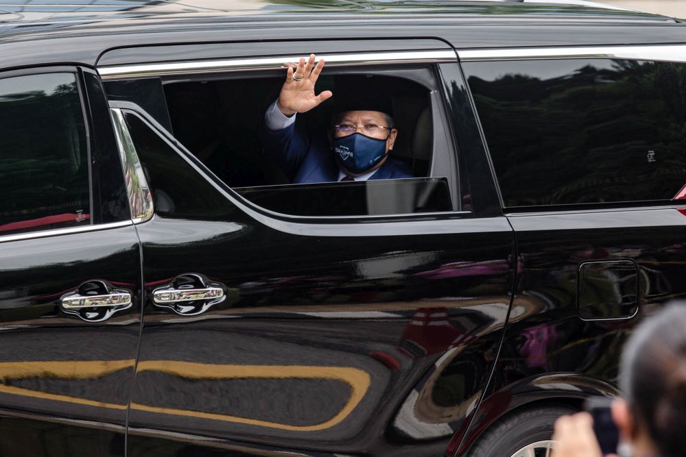 Ketereh MP Tan Sri Annuar Musa leaves Istana Negara in Kuala Lumpur August 19, 2021. u00e2u20acu201d Picture by Firdaus Latif