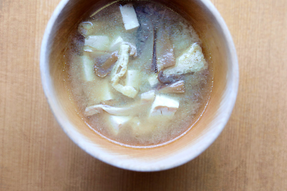 Umami-rich 'miso shiru' or miso soup.