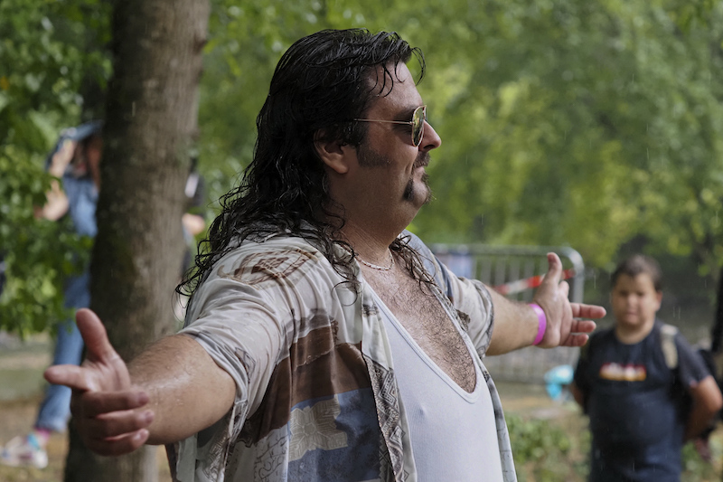 The 2021 Mullet Cup champion Nicolas Vanderkelen parades during the European mullet haircut festival in Cheniers, central France September 4, 2021. u00e2u20acu201d AFP pic