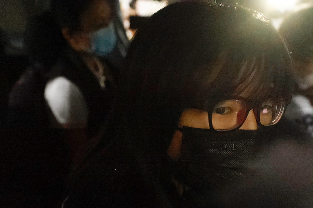 Hong Kong Alliance in Support of Patriotic Democratic Movements of China Vice-Chairwoman Tonyee Chow Hang-tung is seen inside a vehicle after being detained in Hong Kong, China September 8, 2021. u00e2u20acu201d Reuters pic