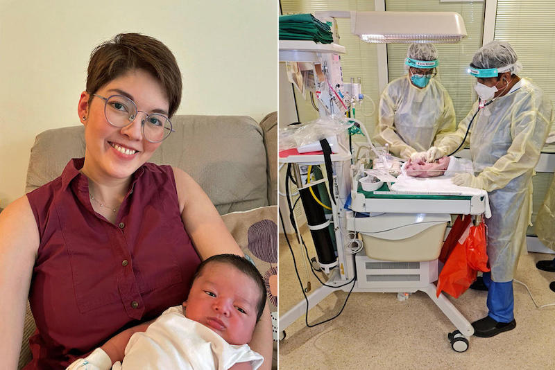 Vanessa Rickard (left) gave birth on Aug 24, 2021 at the Singapore General Hospital (right) when she was infected with the coronavirus. u00e2u20acu201d Pictures courtesy of Vanessa Rickard and Singapore General Hospital