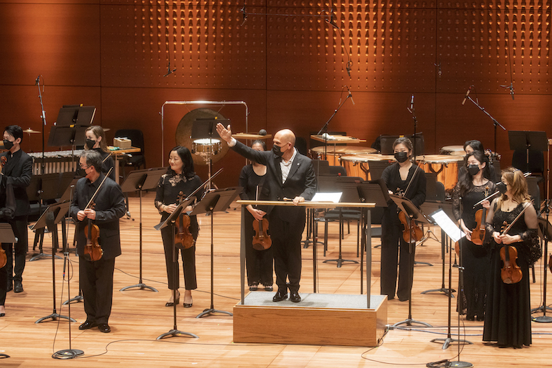 Music Director Jaap van Zweden conducts the New York Philharmonic's first concert after its reopening at the Alice Tully Hall in New York September 17, 2021. u00e2u20acu201d AFP pic                