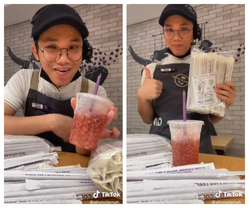 Azmey earned praise from social media users for cleverly promoting the brand through his tutorial rice straw video. u00e2u20acu201d Screengrab via tiktok/AzmeyZainal