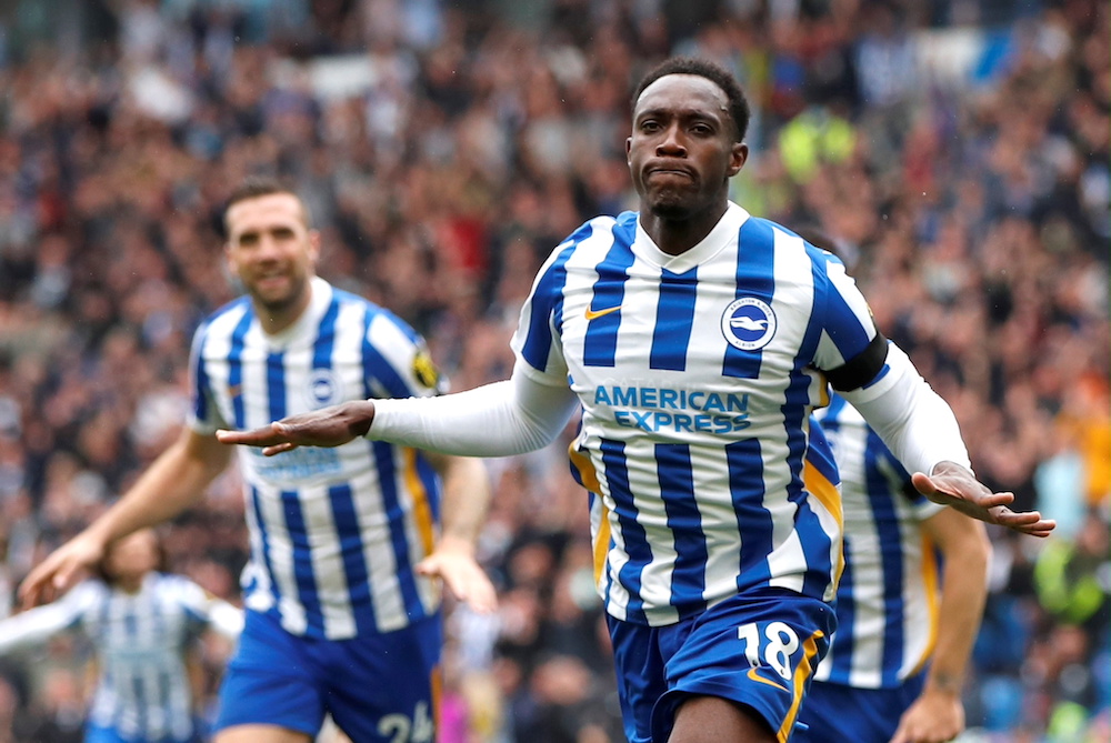Brighton & Hove Albion's Danny Welbeck celebrates scoring their second goal, September 19, 2021. u00e2u20acu201d Action Images via Reuters/Paul Childs 