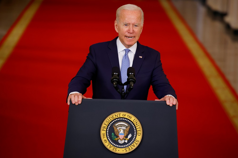 US President Joe Biden delivers remarks on Afghanistan during a speech in the State Dining Room at the White House in Washington August 31, 2021. — Reuters pic