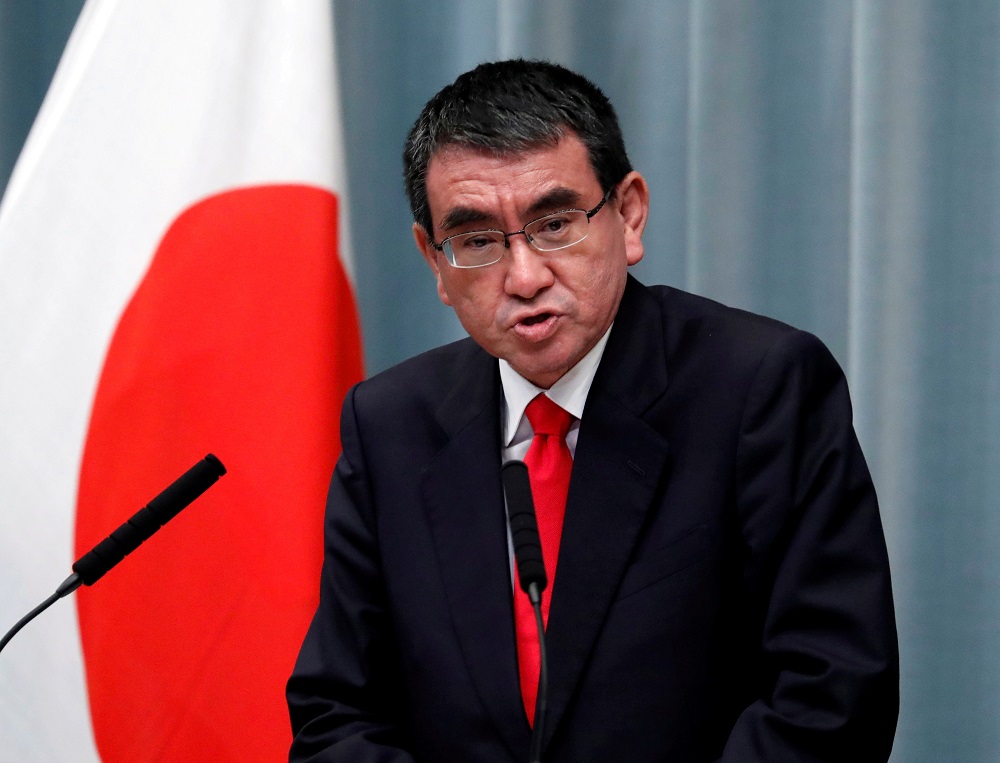 Japanu00e2u20acu2122s Defence Minister Taro Kono attends a news conference at Prime Minister Shinzo Abeu00e2u20acu2122s official residence in Tokyo September 11, 2019. u00e2u20acu201d Reuters pic