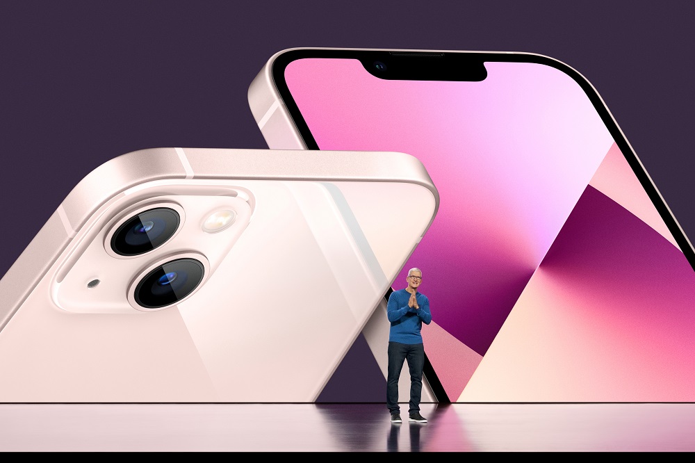 Apple CEO Tim Cook unveils the new iPhone 13 during a special event at Apple Park in Cupertino, California broadcast September 14, 2021. u00e2u20acu201d Handout by Brooks Kraft/Apple Inc via Reuters