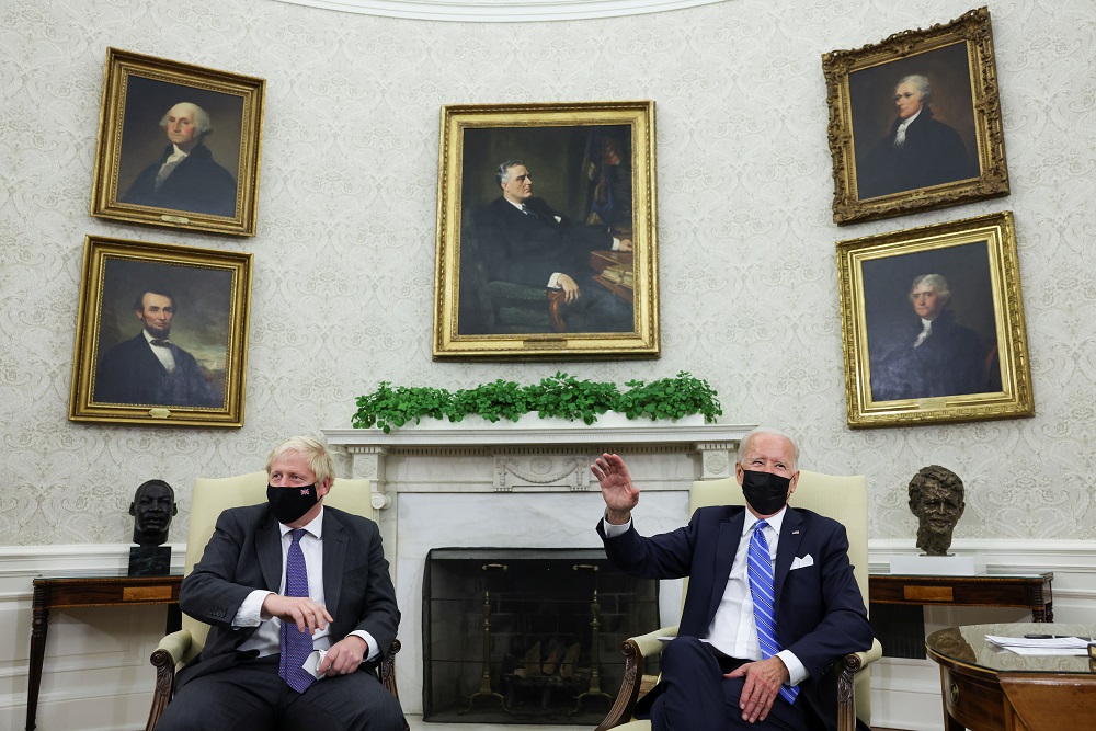 US President Joe Biden holds a bilateral meeting with British Prime Minister Boris Johnson in the Oval Office at the White House in Washington September 21, 2021. u00e2u20acu201d Reuters pic