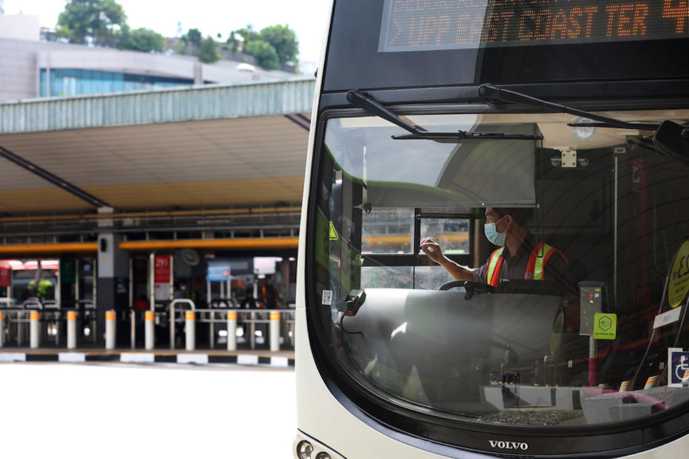 Between July and September 1, 284 front-line staff members in the bus interchanges have tested positive for Covid-19. This is about less than 3 per cent of the 11,000 front-line workers in the bus sector. u00e2u20acu201d Picture by Nuria Ling/TODAY