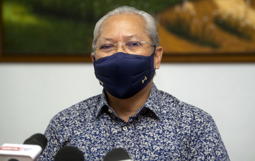 Mosti minister Tan Sri Annuar Musa at a press conference at Yayasan Kemiskinan Kelantan, Kota Bharu, Sept 4, 2021. u00e2u20acu201d Bernama pic