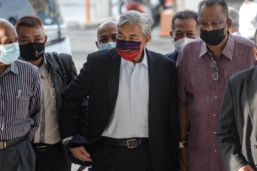 Datuk Seri Zahid Hamidi arrives at the Kuala Lumpur Court Complex September 8, 2021. u00e2u20acu201d Picture by Firdaus Latif