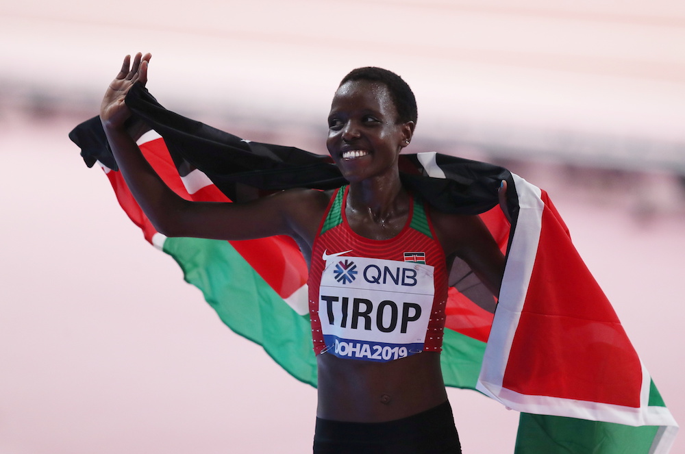 Kenya's Agnes Jebet Tirop reacts after finishing third in the 10,000 metres final of the  World Athletics Championships at Khalifa International Stadium, Doha, Qatar September 28, 2019. u00e2u20acu201d Reuters pic