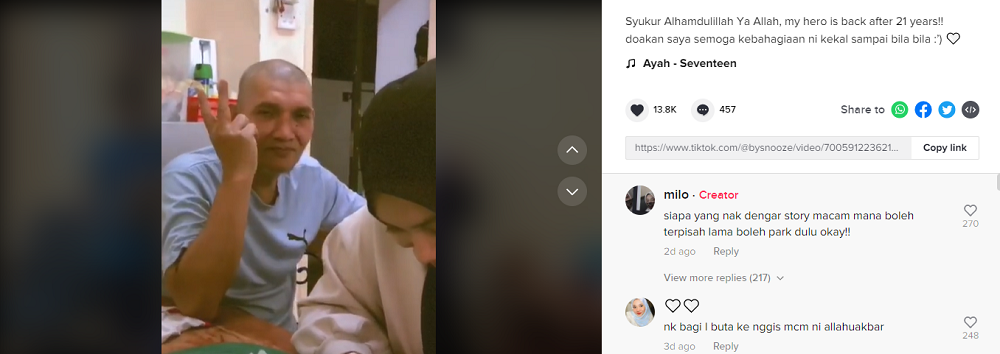 It took the daughters 21 years to find their biological father and the video went viral on social media. u00e2u20acu201d Picture via TikTok/bysnooze