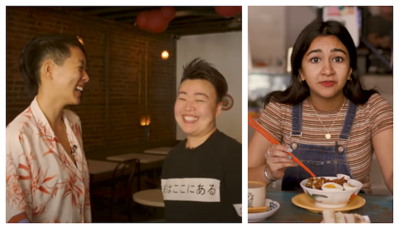 Kyo (in black) pictured with her former business partner. u00e2u20acu201d Screengrab via YouTube/FoodInsider