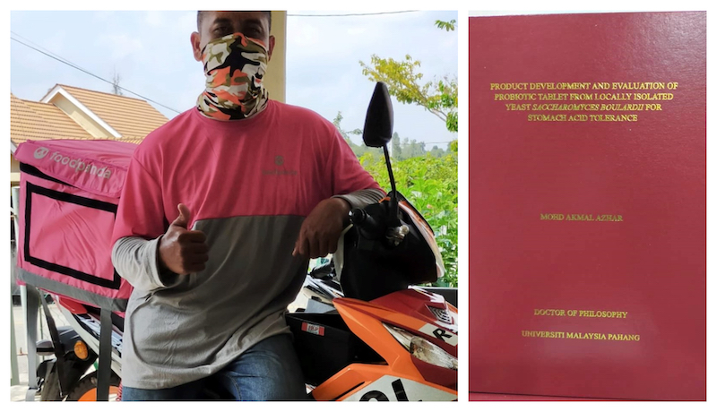 Mohd Akmal's hardwork has proven successful after earning his PhD while working as a food delivery rider. u00e2u20acu201d Pictures via Facebook/MohdAkmal