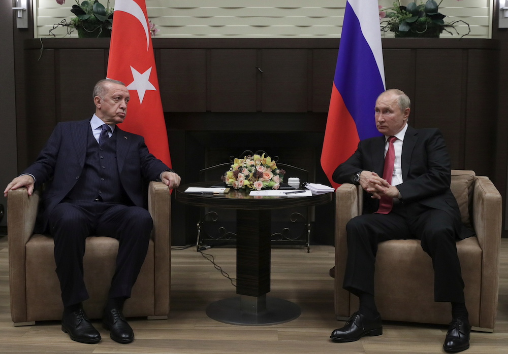 Russian President Vladimir Putin attends a meeting with Turkish President Tayyip Erdogan in Sochi, Russia September 29, 2021. u00e2u20acu201d Sputnik/Vladimir Smirnov/Pool via Reuters