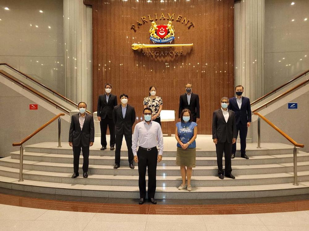 Members of Parliament from the Workers' Party. Four of them have filed notices to amend the Foreign Interference (Countermeasures) Bill. u00e2u20acu201d Picture from Facebook/The Workers Party