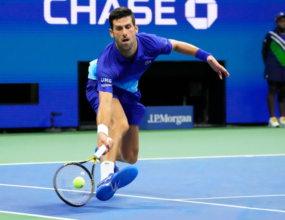 Novak Djokovic of Serbia hits to Jenson Brooksby of the US at the USTA Billie Jean King National Tennis Centre, New York September 6, 2021. u00e2u20acu201d Reuters pic