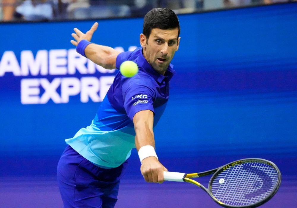Novak Djokovic of Serbia hits to Jenson Brooksby of the US at the USTA Billie Jean King National Tennis Centre, New York September 6, 2021. u00e2u20acu201d Reuters pic