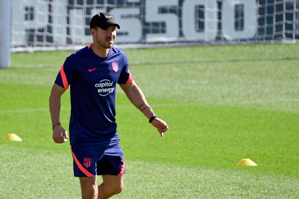 Atletico Madrid coach Diego Simeone heads a training session at the clubu00e2u20acu2122s training ground in Majadahonda, September 27, 2021 on the eve of the Uefa Champions League first round group B football match against Milan. u00e2u20acu201d AFP pic 