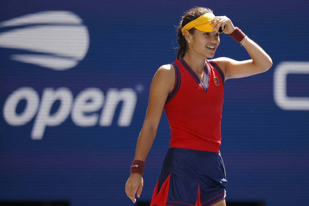 Emma Raducanu of Great Britain celebrates after match point against Belinda Bencic of Switzerland at the USTA Billie Jean King National Tennis Centre September 8, 2021. u00e2u20acu201d Reuters picnn