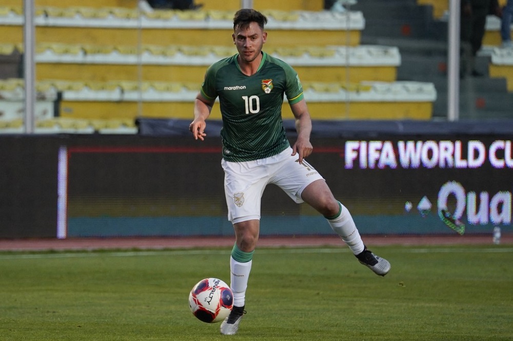 Bolivia's Fernando Saucedo in action during the match against Colombia at the Hernando Siles Olympic Stadium in La Paz September 3, 2021. u00e2u20acu2022 AFP pic