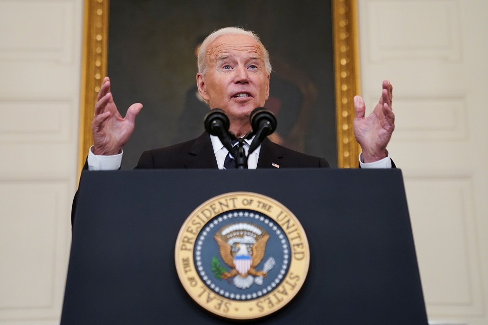 US President Joe Biden delivers remarks on the Delta variant and his administration's efforts to increase vaccinations, from the State Dining Room of the White House in Washington September 9, 2021. u00e2u20acu2022 Reuters pic