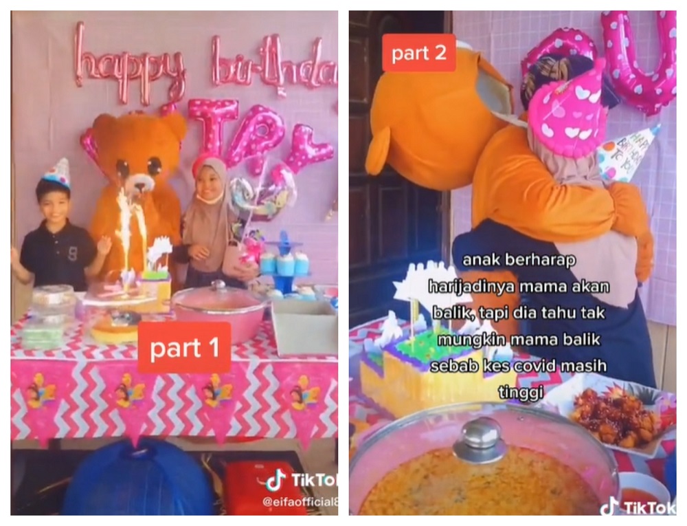 In an emotional video clip, Muzdalifah was seen hugging her children and shedding tears of joy after not seeing them for so long. u00e2u20acu2022 Screengrab via tiktok/eifaofficial88