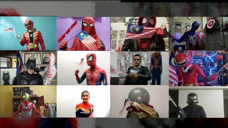A zoom session between superheroes and children diagnosed with cancer to bring them cheer. u00e2u20acu2022 Picture courtesy of Dicky Halimy Osman