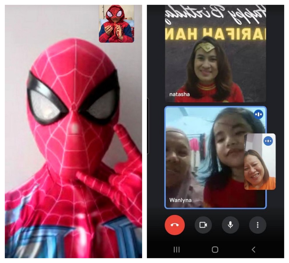 Local 'Spiderman' and 'Wonder Woman' chatting with little children accompanied by their parents. ― Picture courtesy of Dicky Halimy Osman