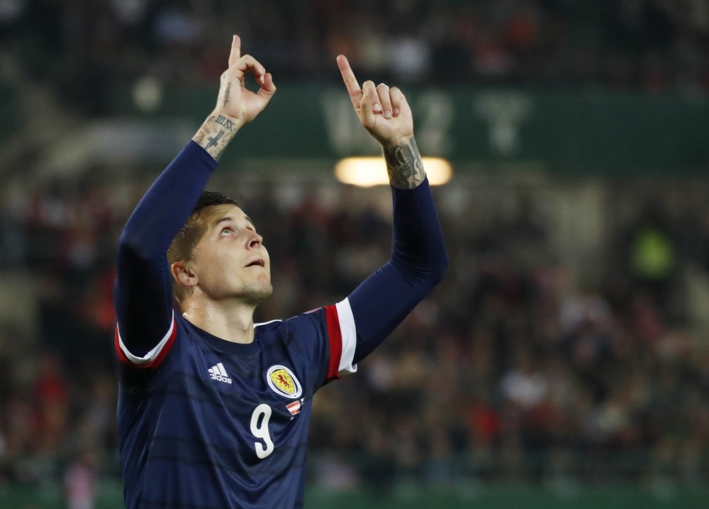Scotland's Lyndon Dykes celebrates after scoring the first goal against Austria September 8, 2021. u00e2u20acu2022 Reuters pic