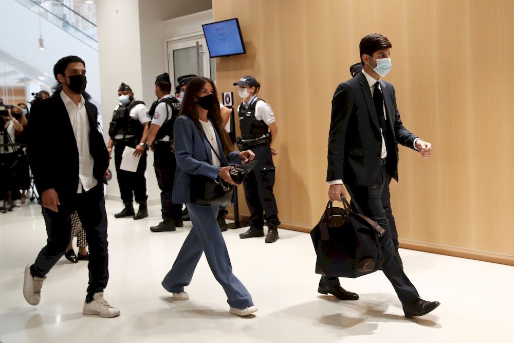 Chloe P. and Georgios D., the young couple who was allegedly roughed up by Benalla, arrive on the first day of the trial of Alexandre Benalla, at the courthouse in Paris, September 13, 2021. u00e2u20acu201d Reuters pic