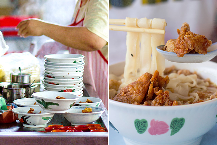 The famous prawn cracker and fish ball noodles in Tengkera.