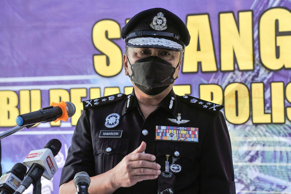 Bukit Aman Commercial Crime Investigation Department director Datuk Mohd Kamarudin Md Din speaks during a special press conference at Jinjang Police Station, September 28, 2021. u00e2u20acu201d Bernama pic 